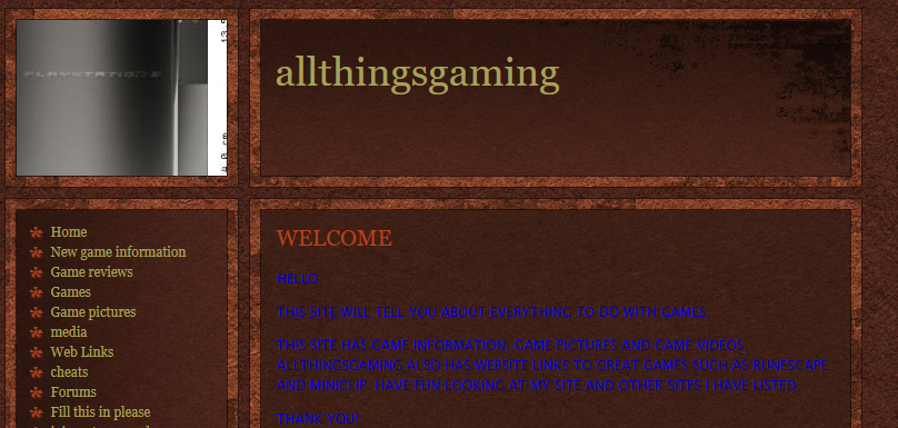 Screenshot of the AllThingsGaming Freewebs website from 2007