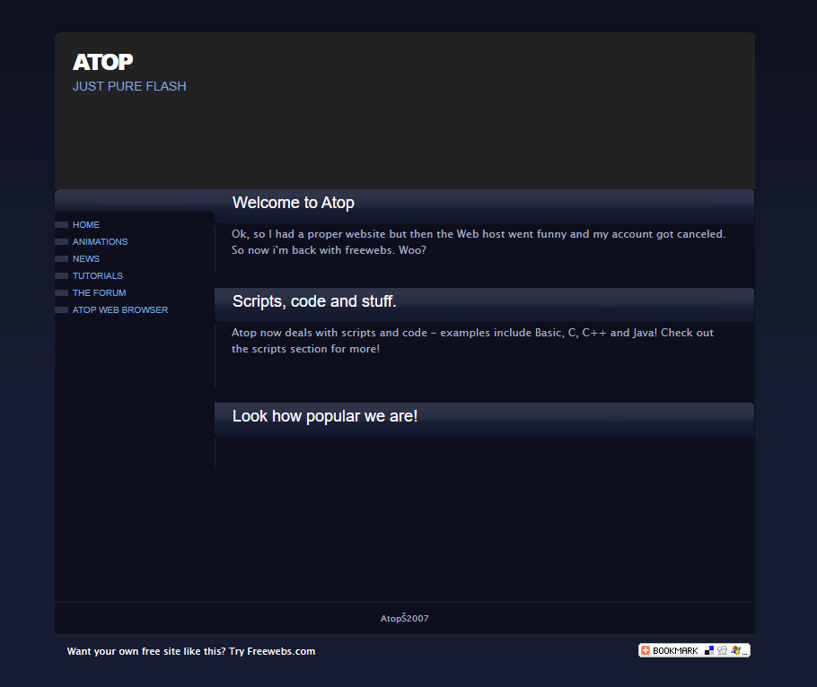 Screenshot of the ATOP site from 2007