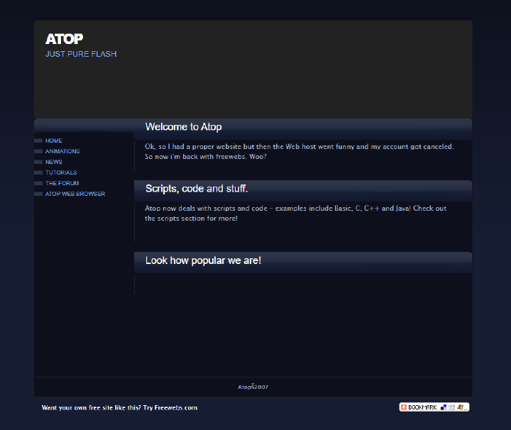 Screenshot of the ATOP site from 2007